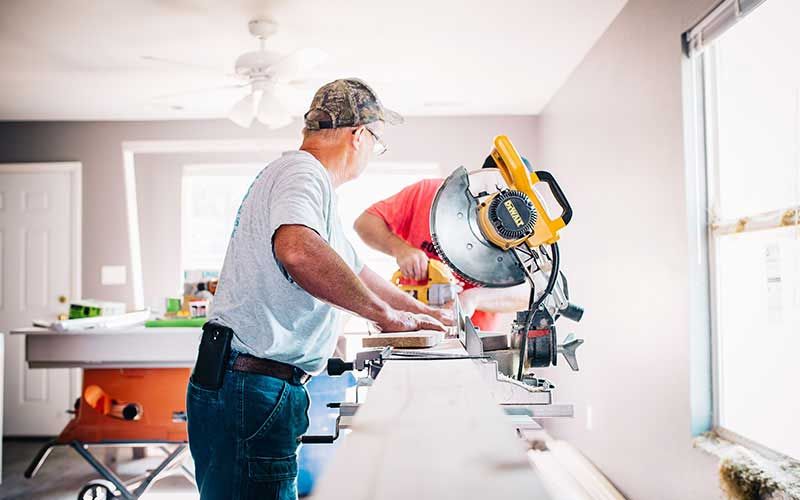 Cutting wood in Tucson for remodeling